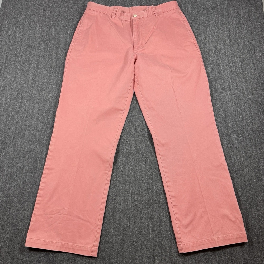 Vineyard Vines Mens 34x30 Club Pants Salmon Pink Cotton Chino Straight Leg